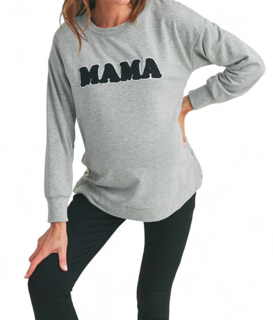 Hello Miz - Crewneck Maternity Sweatshirt with Mama Patch