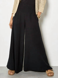 Apricot - Cotton Weave Wide Leg Trouser