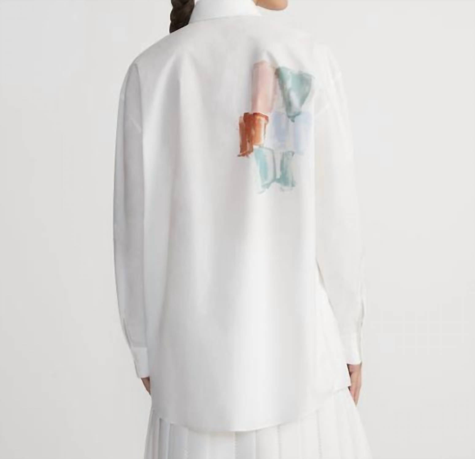 Lafayette 148 - Painter's Palette Print Cotton Poplin Oversized Shirt