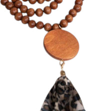 Lauren Lane - Women's Print Wooden Bead Tassel Necklace