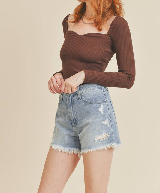 Just Black Denim - Fray Hem Shorts