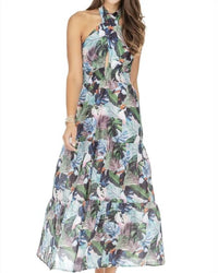 Jade Halter dress in toucan jungle - women's dress - detail view