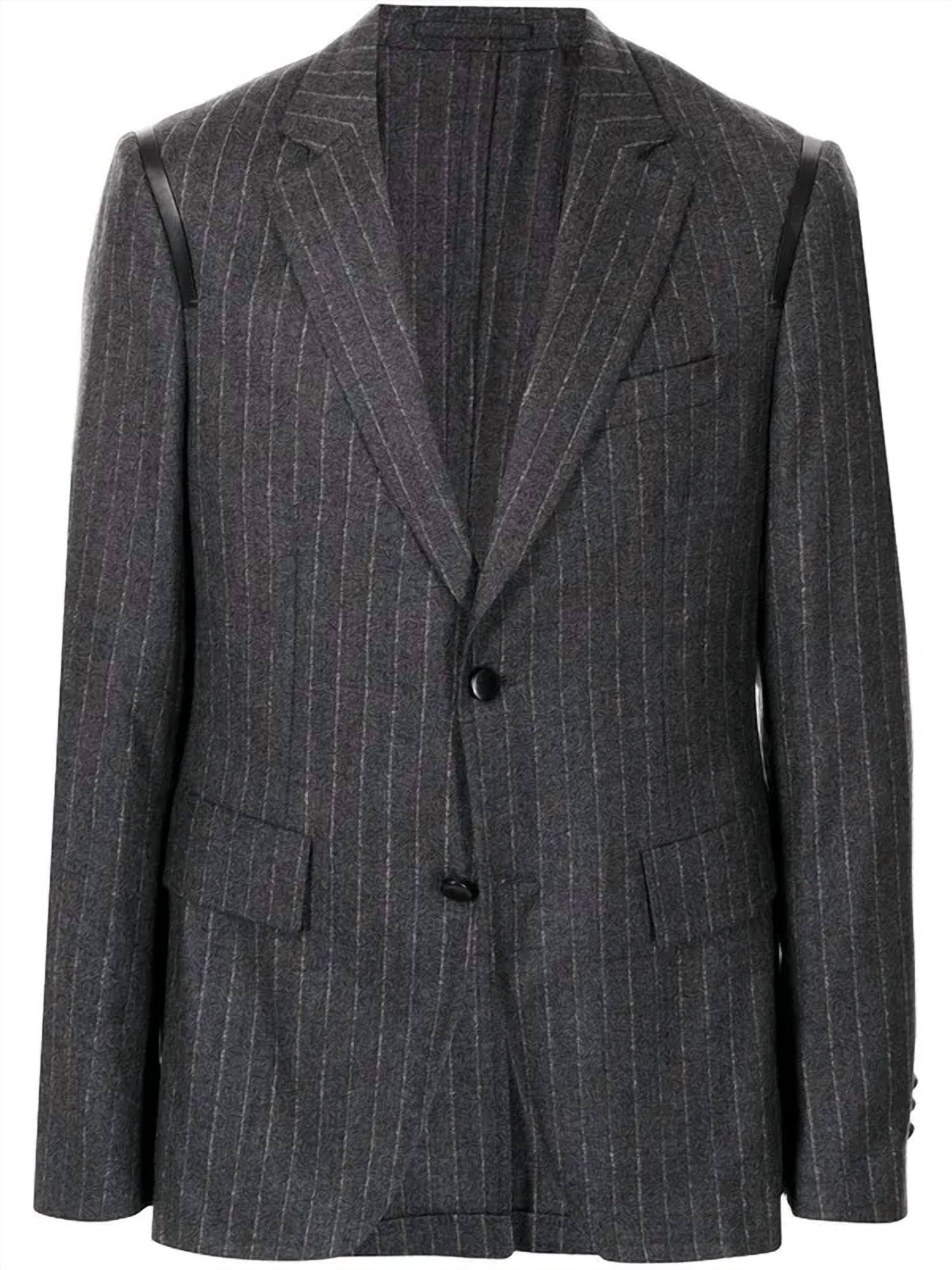 Salvatore Ferragamo - Pinstripe Leather-trim Suit Jacket