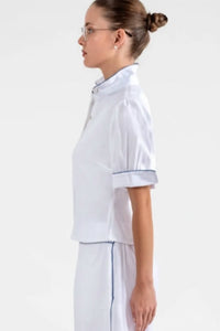 Gretchen Scott - Short Sleeve Piping Boyfriend Shirt