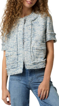 Ann Mashburn Short Sleeve Chelsea Jacket in blue multi tweed - women's jacket