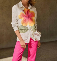 Joseph Ribkoff - Embroidered Flower Cotton Shirt