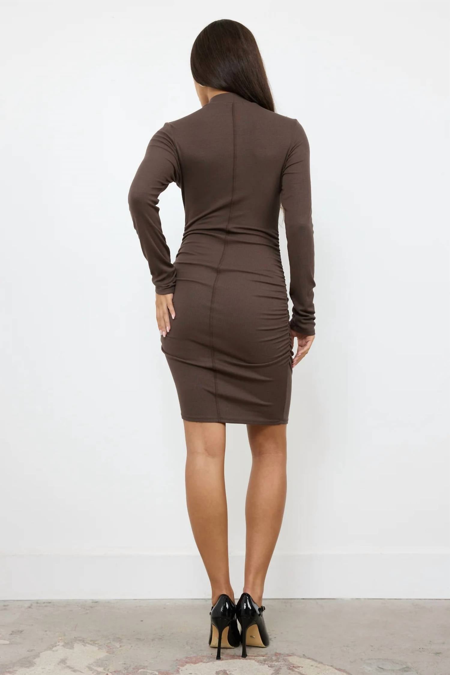 Lamade - Vale Mock Neck with Side Shirring Dress