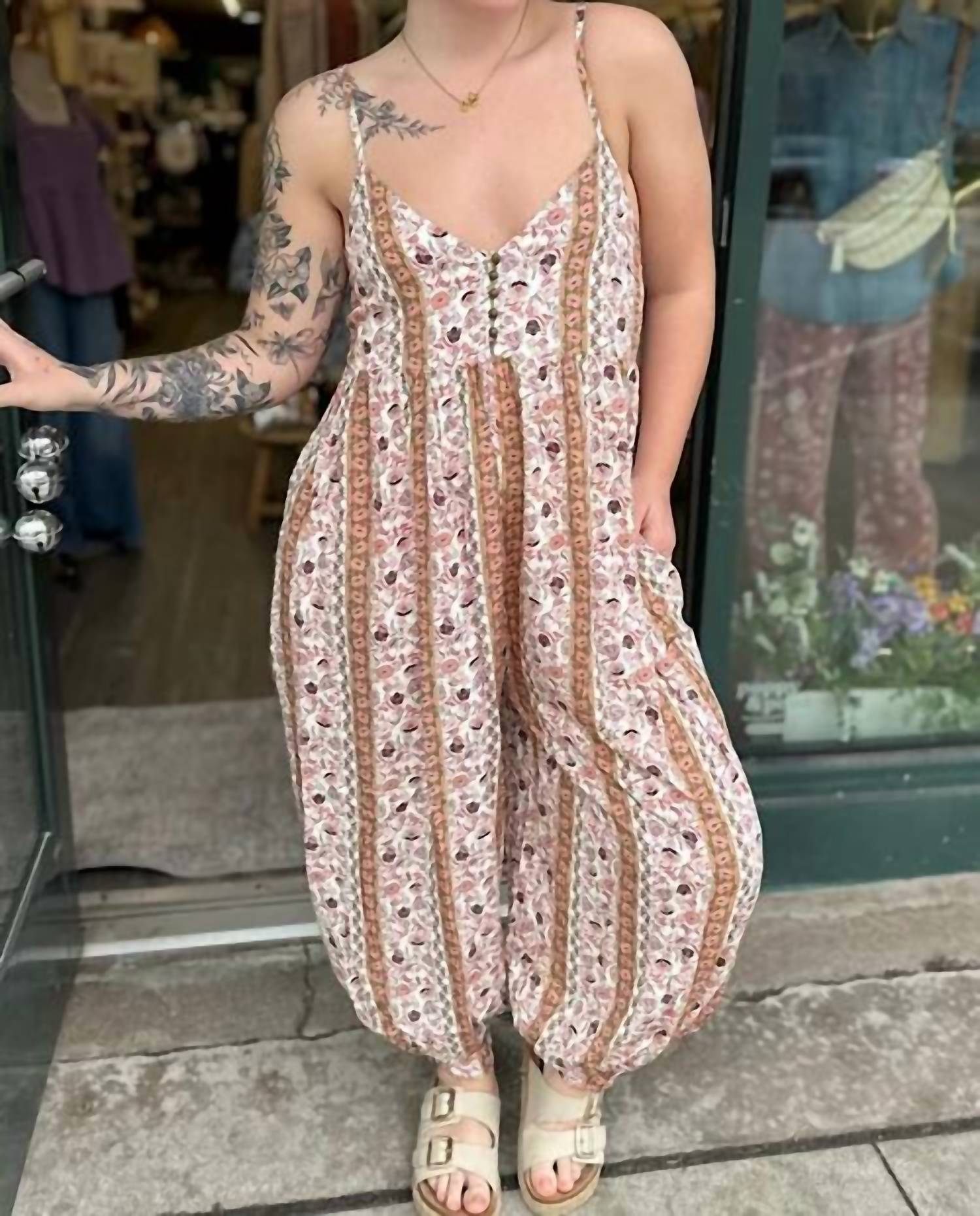 Ee:Some - Women's Olivette Floral Harem Romper