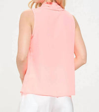 Renee C - Drape Neckline Solid V Neck Top