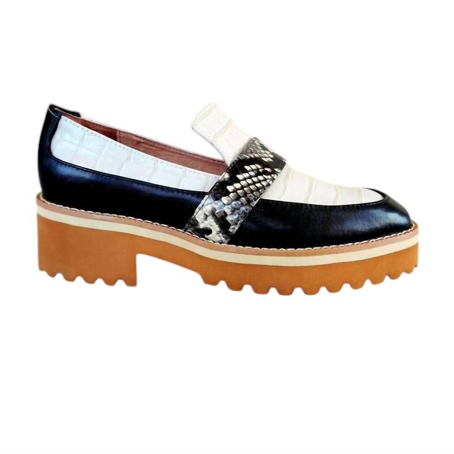All Black - Women's Exotic Lugg Loafers