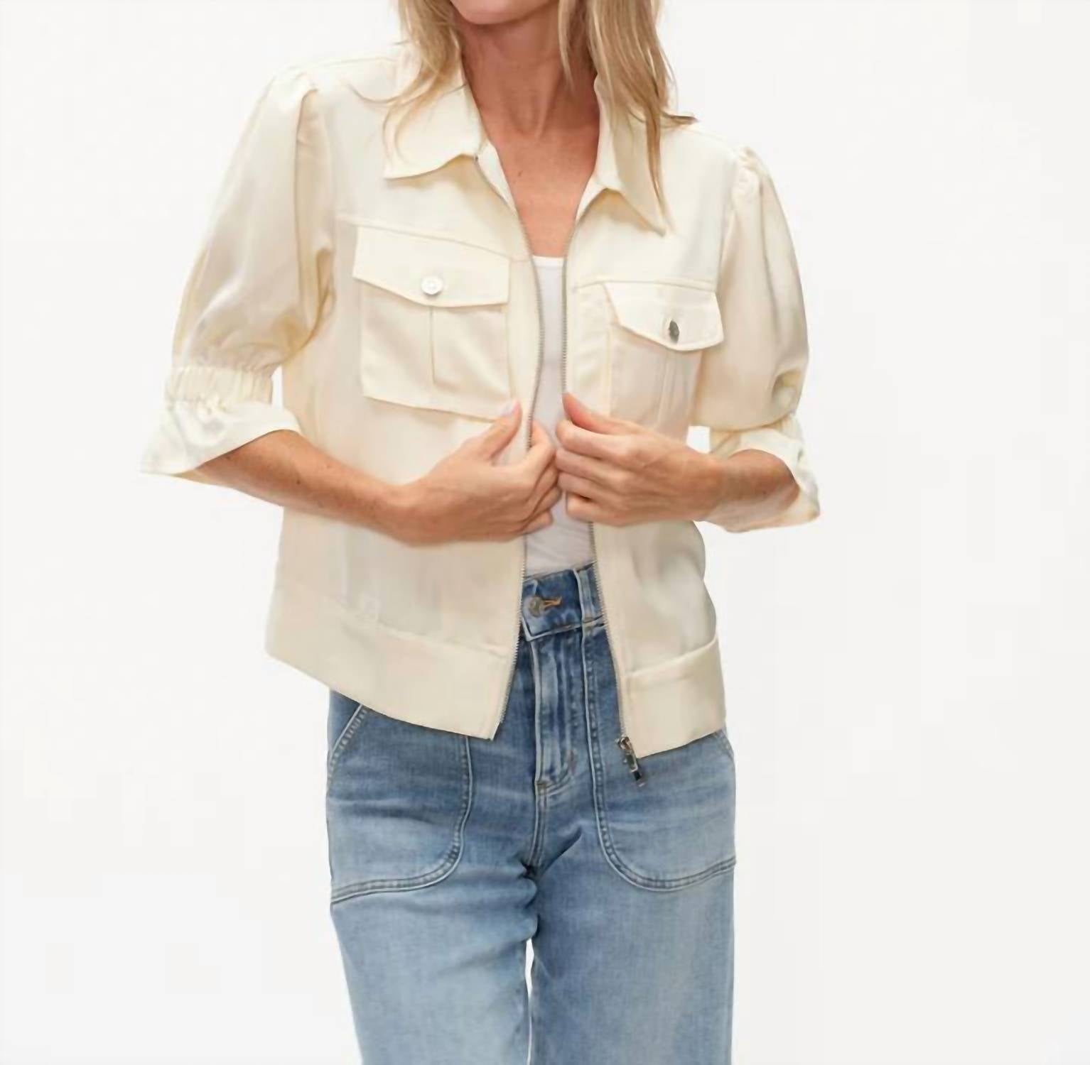 SIX/FIFTY Anna Three Quarter Sleeve Jacket in vanilla cream - women's jacket