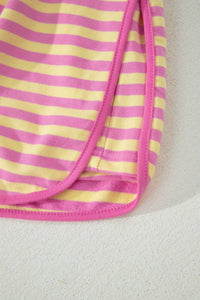 Shewin - Stripe Short Sleeve Top And Skirt Set