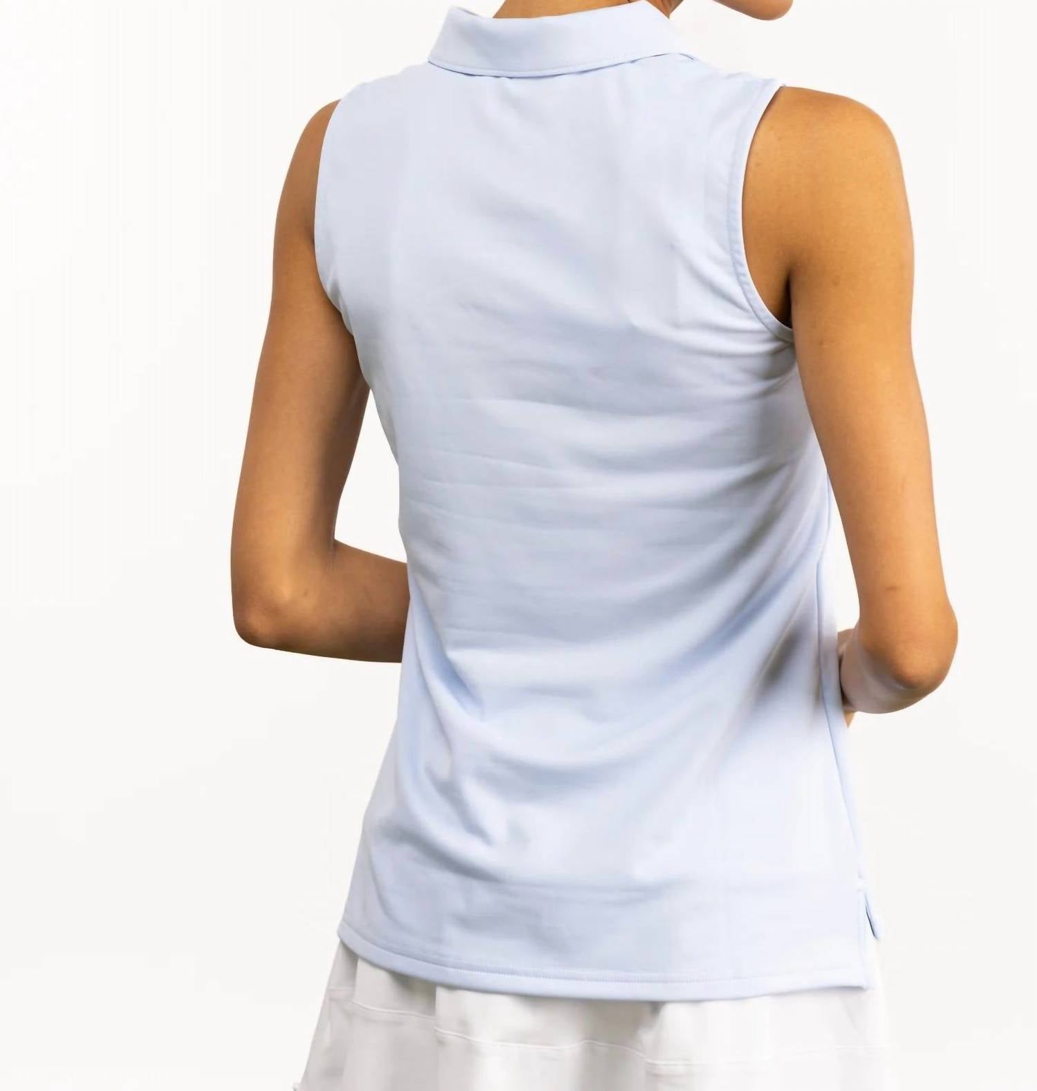 SMITH & QUINN Alice Ruffle Polo in lake - women's tank top - detail view