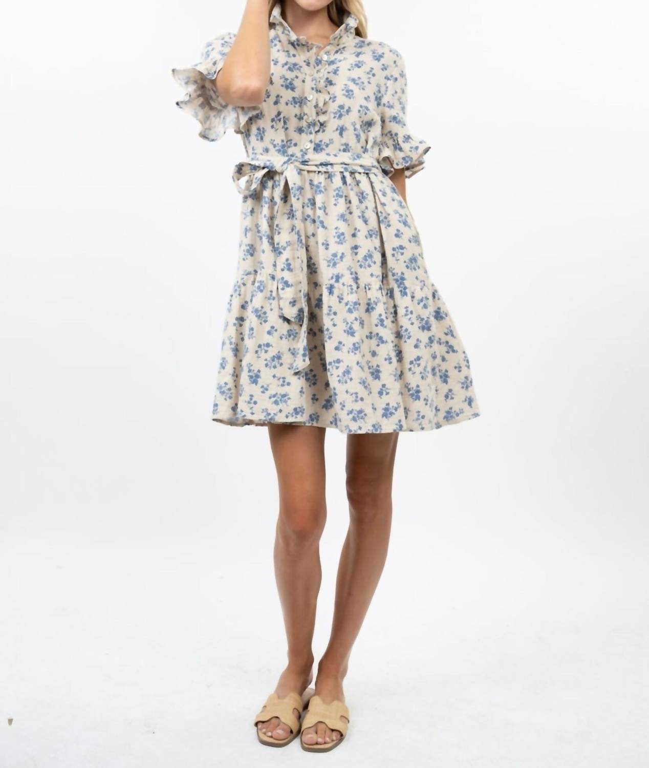 Ivy Jane Ditsy Gauze Mini Dress in blue - women's dress