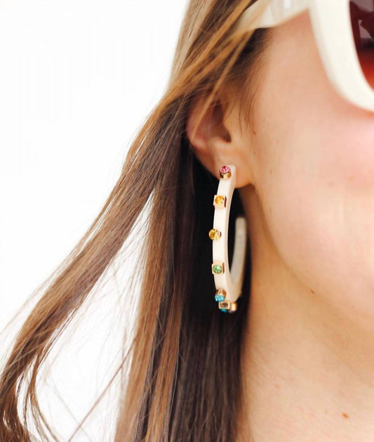 Smith & Co - Women's Large City Girl Jewel Hoop Earrings