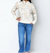 Current Air - Pattern Jacquard Half Zip Up Long Sleeve Sweater