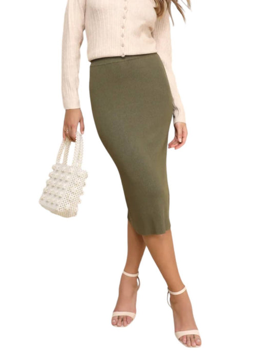 Wishlist - Thick Ribbed Midi Back Slit Sweater Skirt