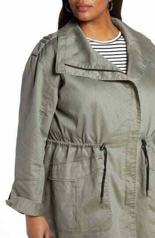 Halogen - Drawstring Waist Washed Cotton Parka Jacket