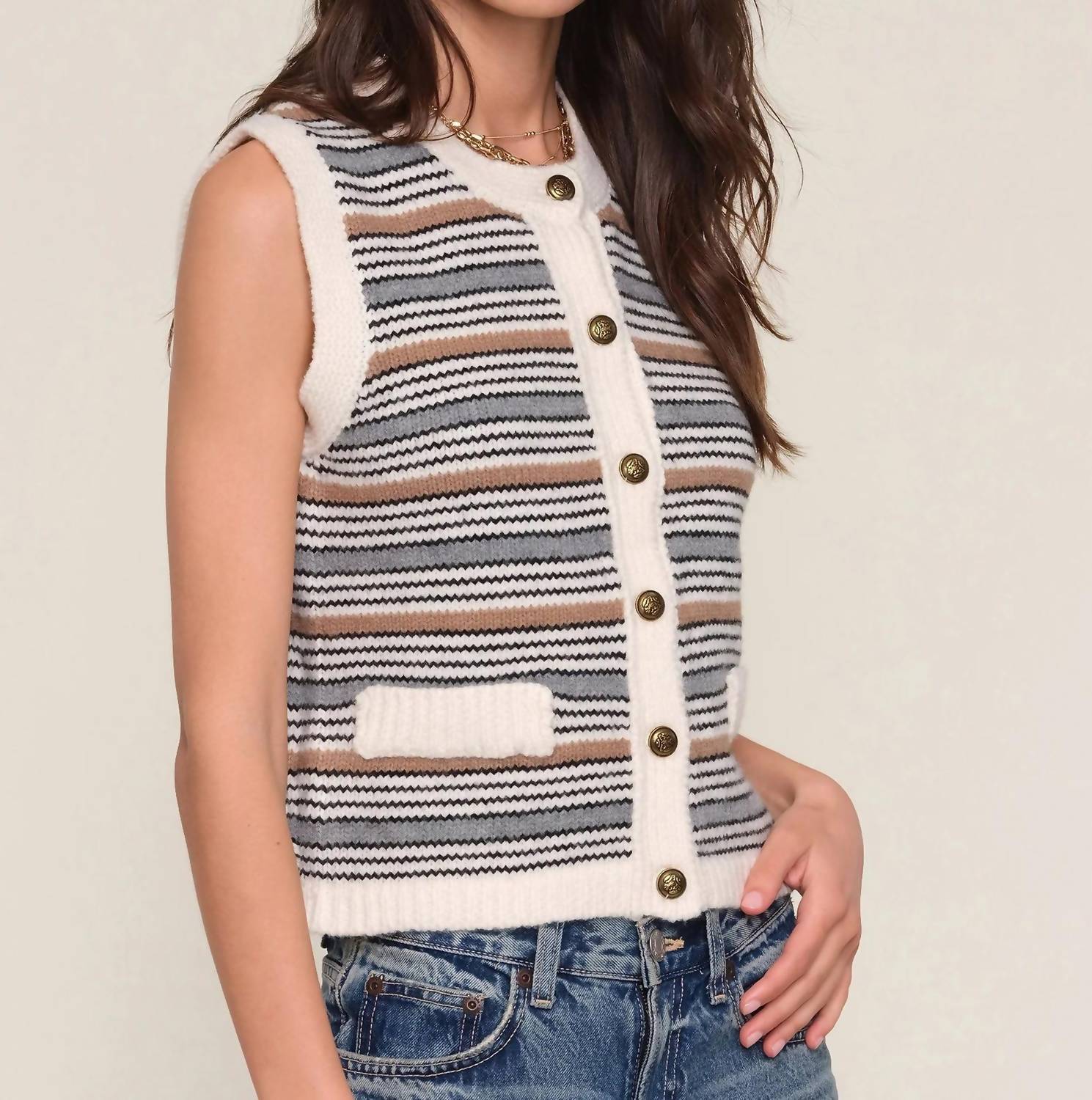 heartloom Rossi Sleeveless Vest in ivory - women's tank top - detail view