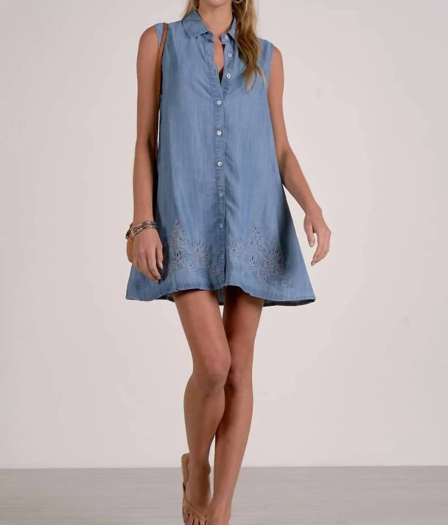 Elan - Eyelet Denim Dress