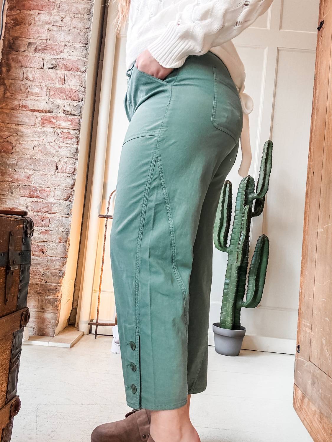 Tribal - Fly Front Ankle Pants With Button Vent