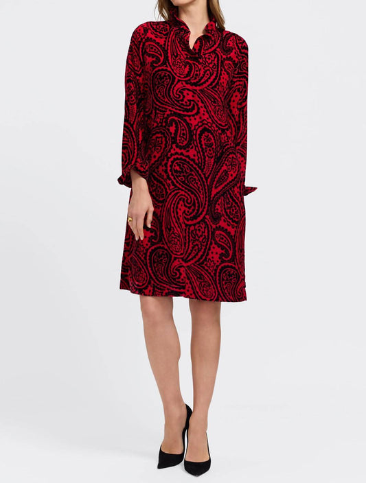 Foxcroft - Tammy Velvet Paisley Long Sleeve Dress