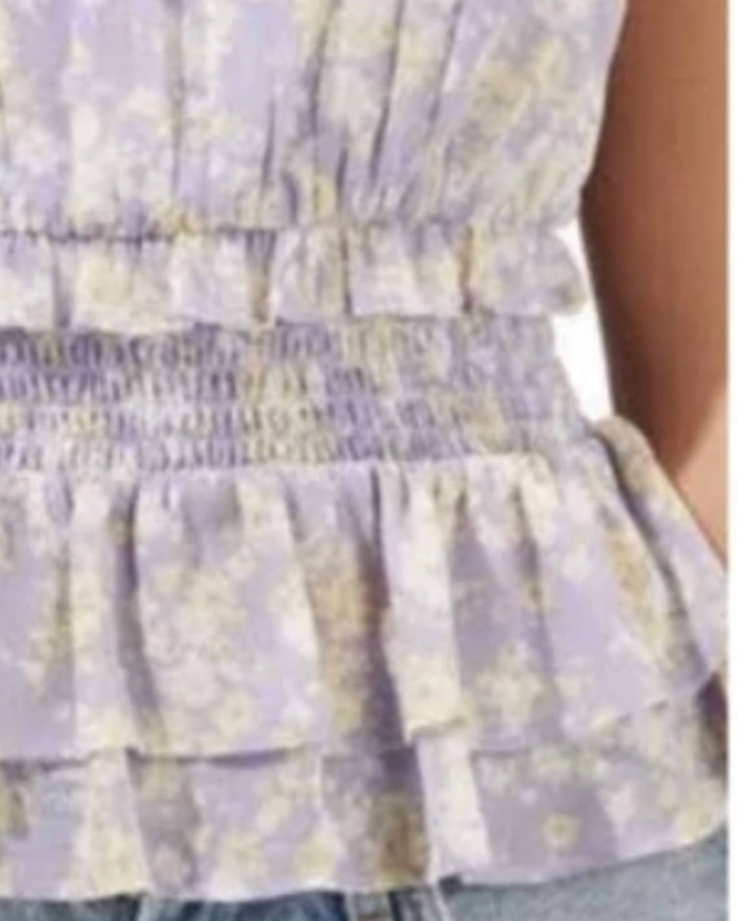 Astr - Ruffle Smocked Peplum Cami Top