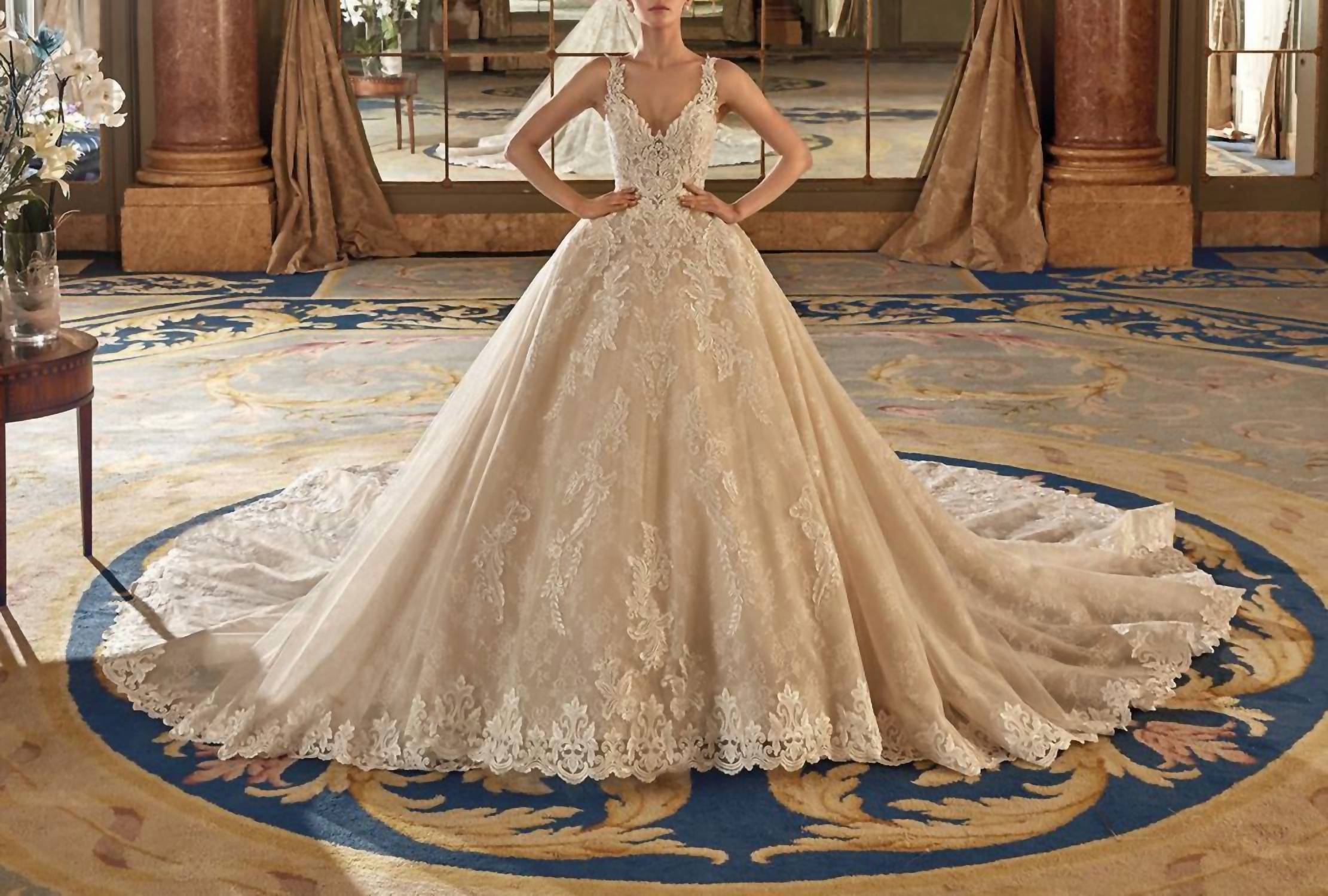Demetrios - Camila V-neckline Ball Gown