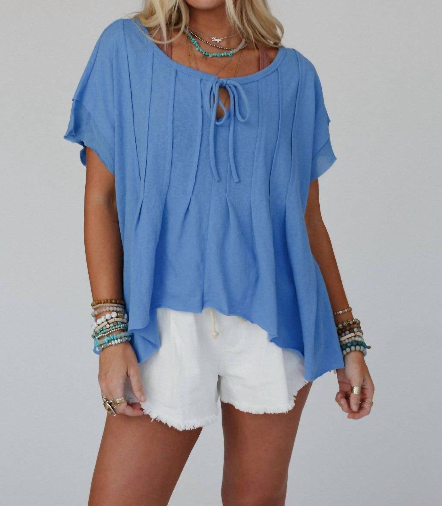 Three Bird Nest - Boho Pleated Top