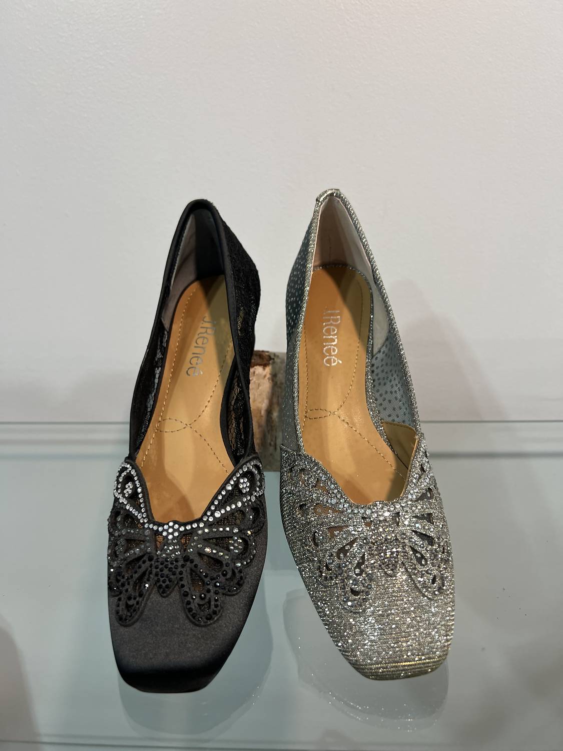 J. Renee Women's Zofia Dress Heel with Butterfly in pewter - women's heels - detail view