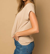 Solid Woven Tee with front knot detail