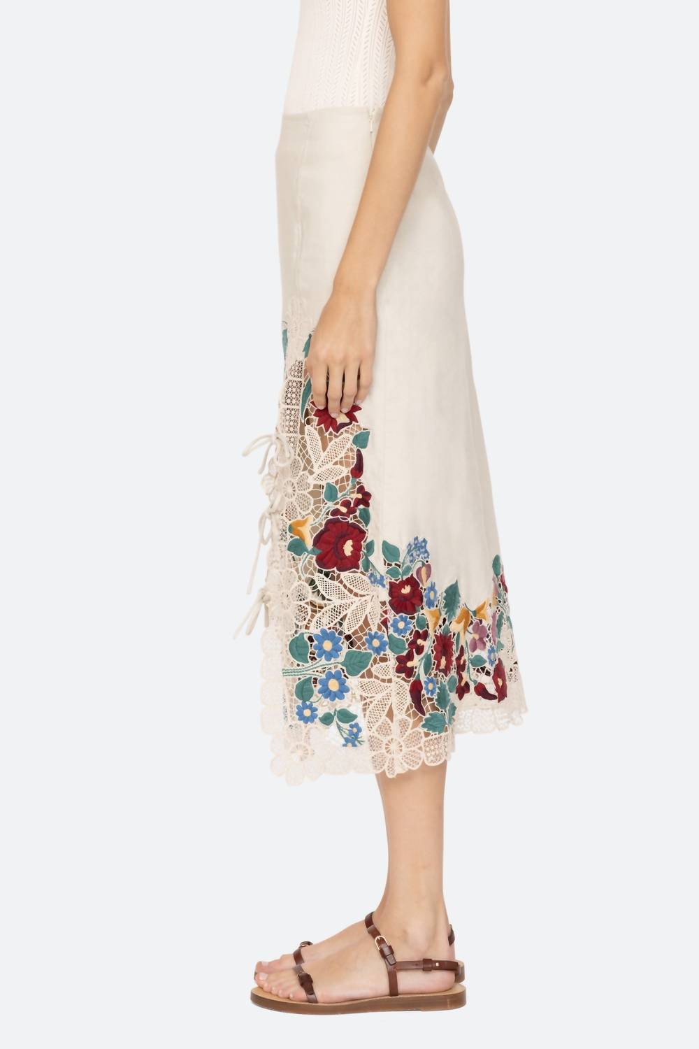 Sea - Katharine Embroidery Tie Skirt