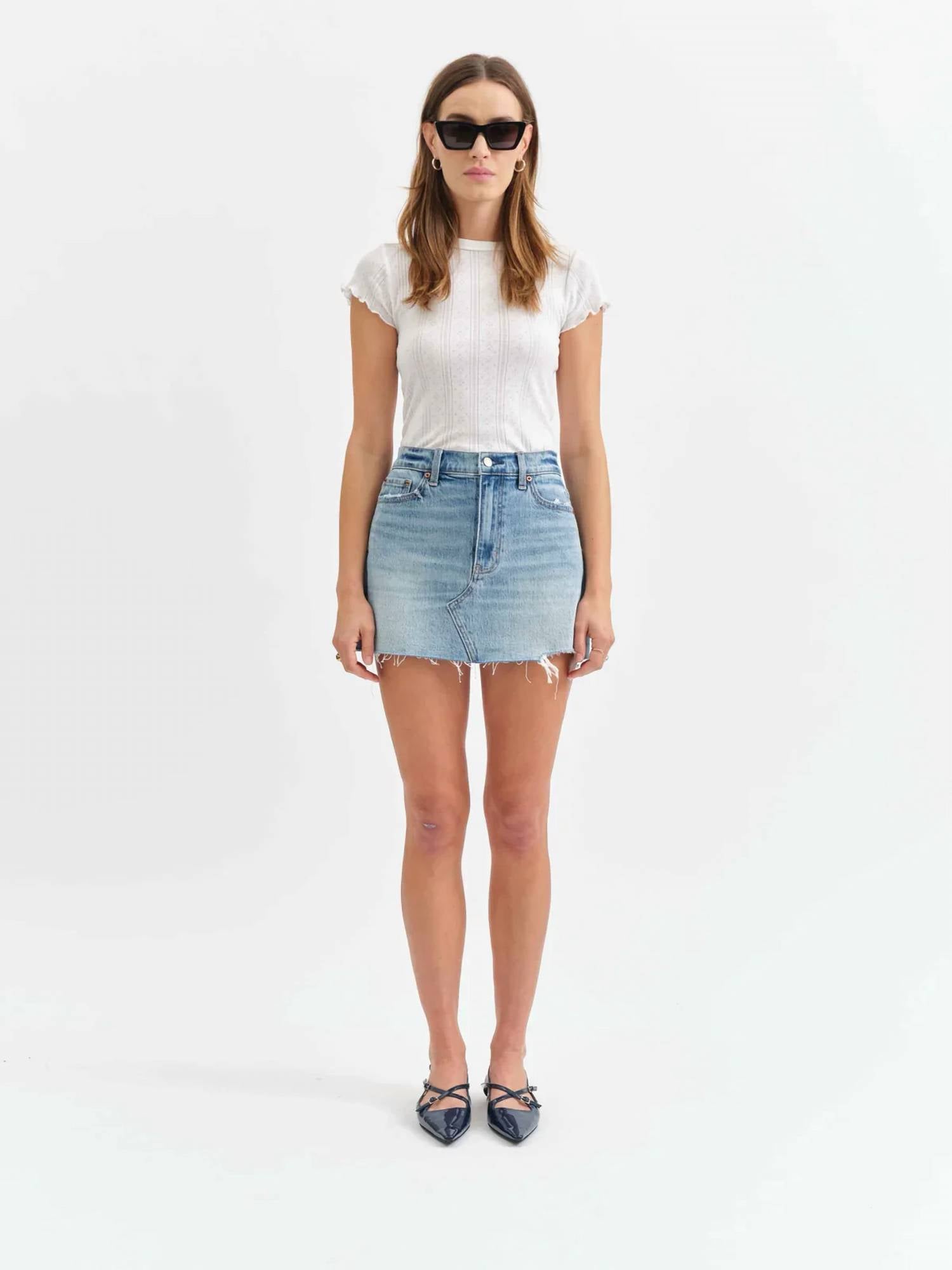 Daze - Malibu Mid Rise Denim Mini Skirt