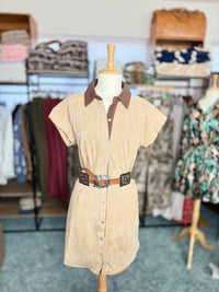 She + Sky - Saddleback Mini Shirt Dress With Contrast Collar