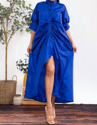 Karen T Design - Button Down Rutched Midi Dress