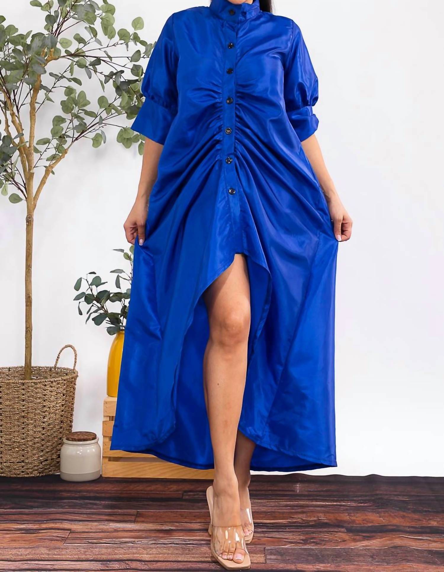 Karen T Design - Button Down Rutched Midi Dress