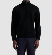 Bugatchi Uomo Textured 1/4 Zip Knit Pullover in black - men's sweater