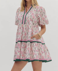 entro Floral V Neck Mini Dress in dusty pink - women's dress - view 4