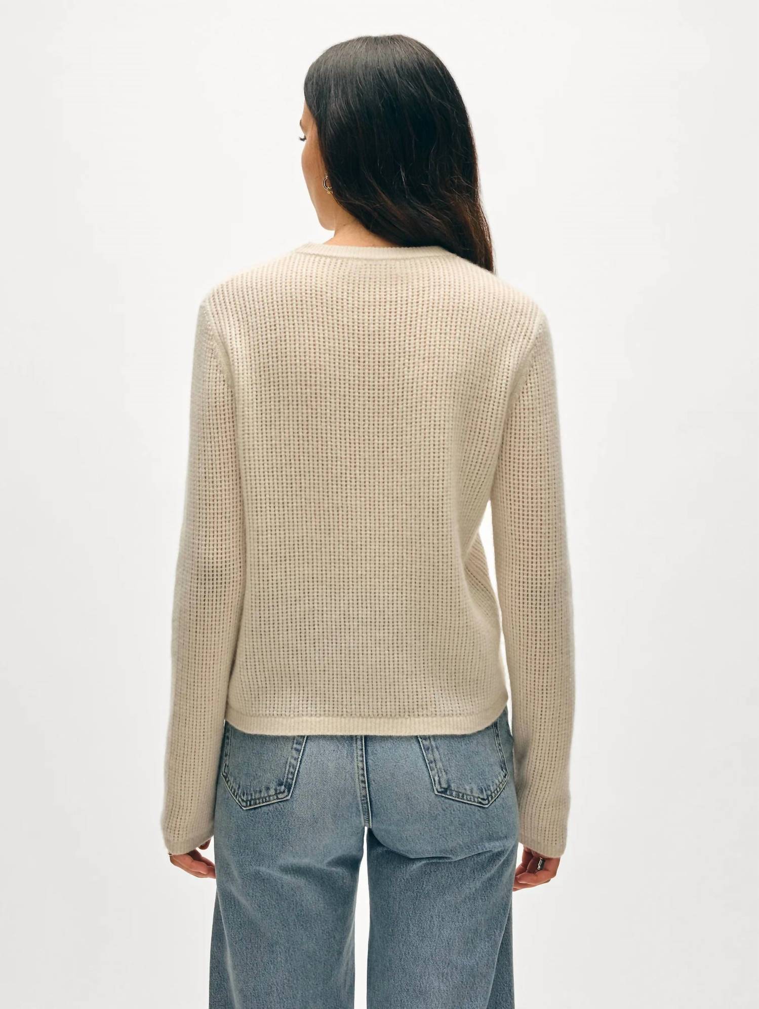 White + Warren - Cashmere Waffle Mesh Crew Sweater
