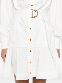 Zimmermann - Belted Long Sleeve Cotton Utility Minidress