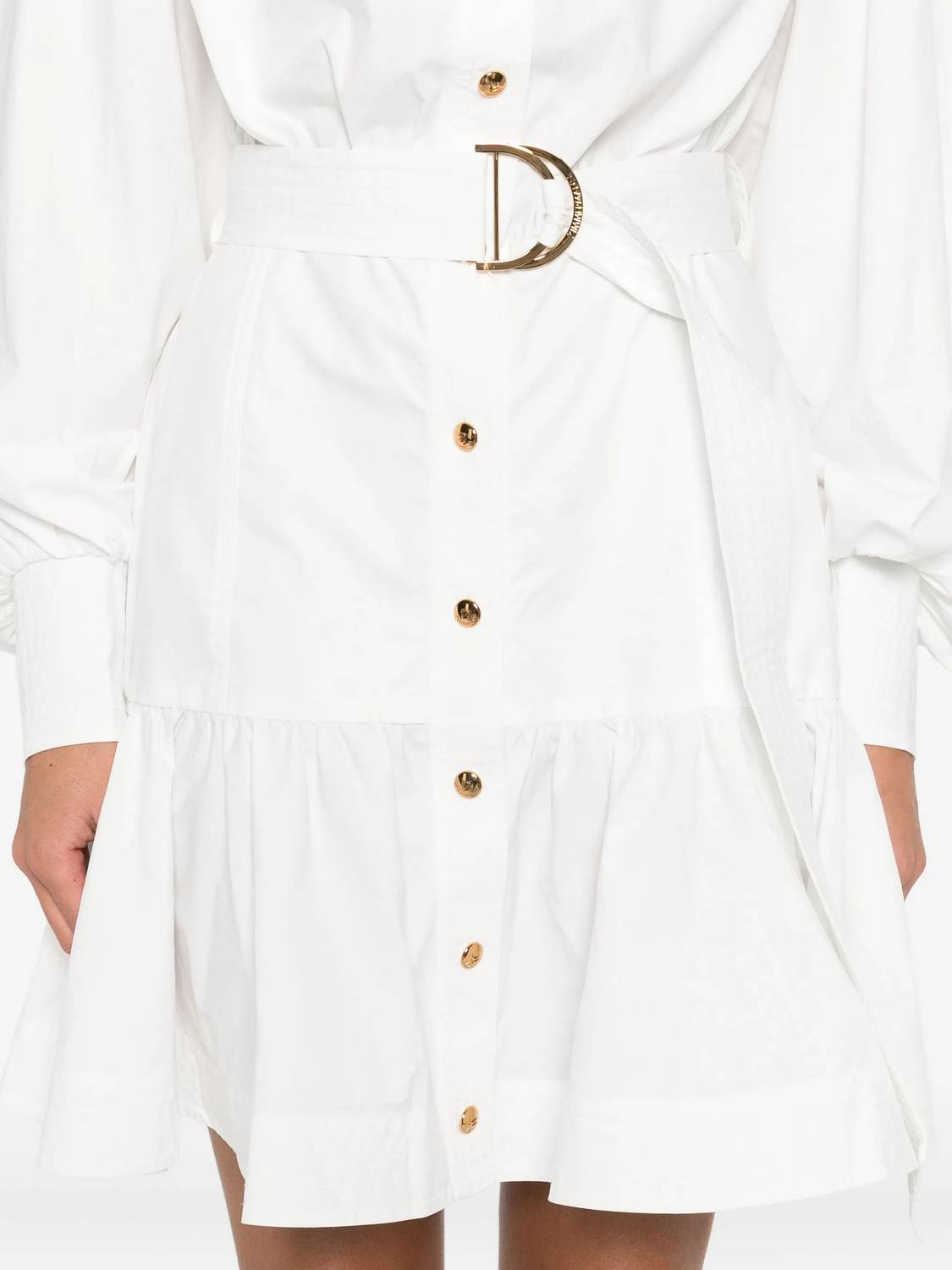 Zimmermann - Belted Long Sleeve Cotton Utility Minidress