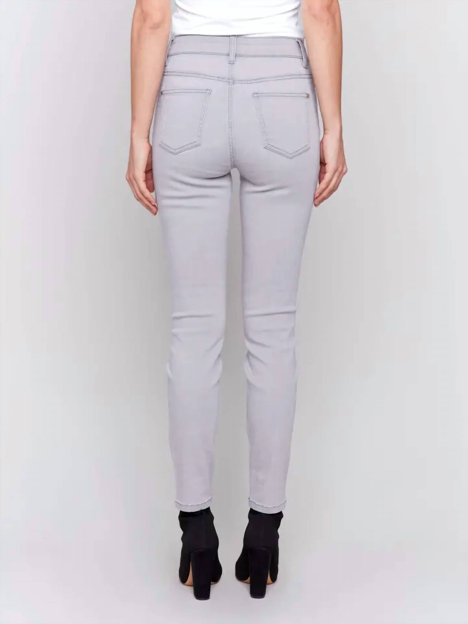 CHARLIE B Skinny Denim Jean in grey - women's jeans - alternate view