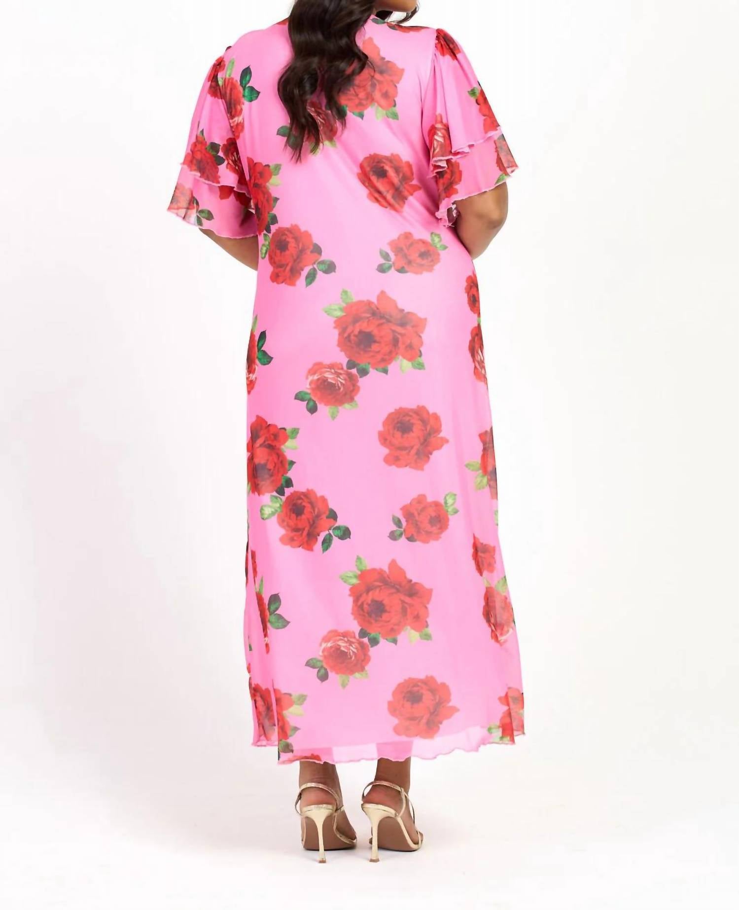 Fashion Szn Curve - Flutter Sleeve Tie Front Midi Dress