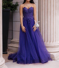 La Femme Women's Prom Dress in royal purple - women's dress - alternate view