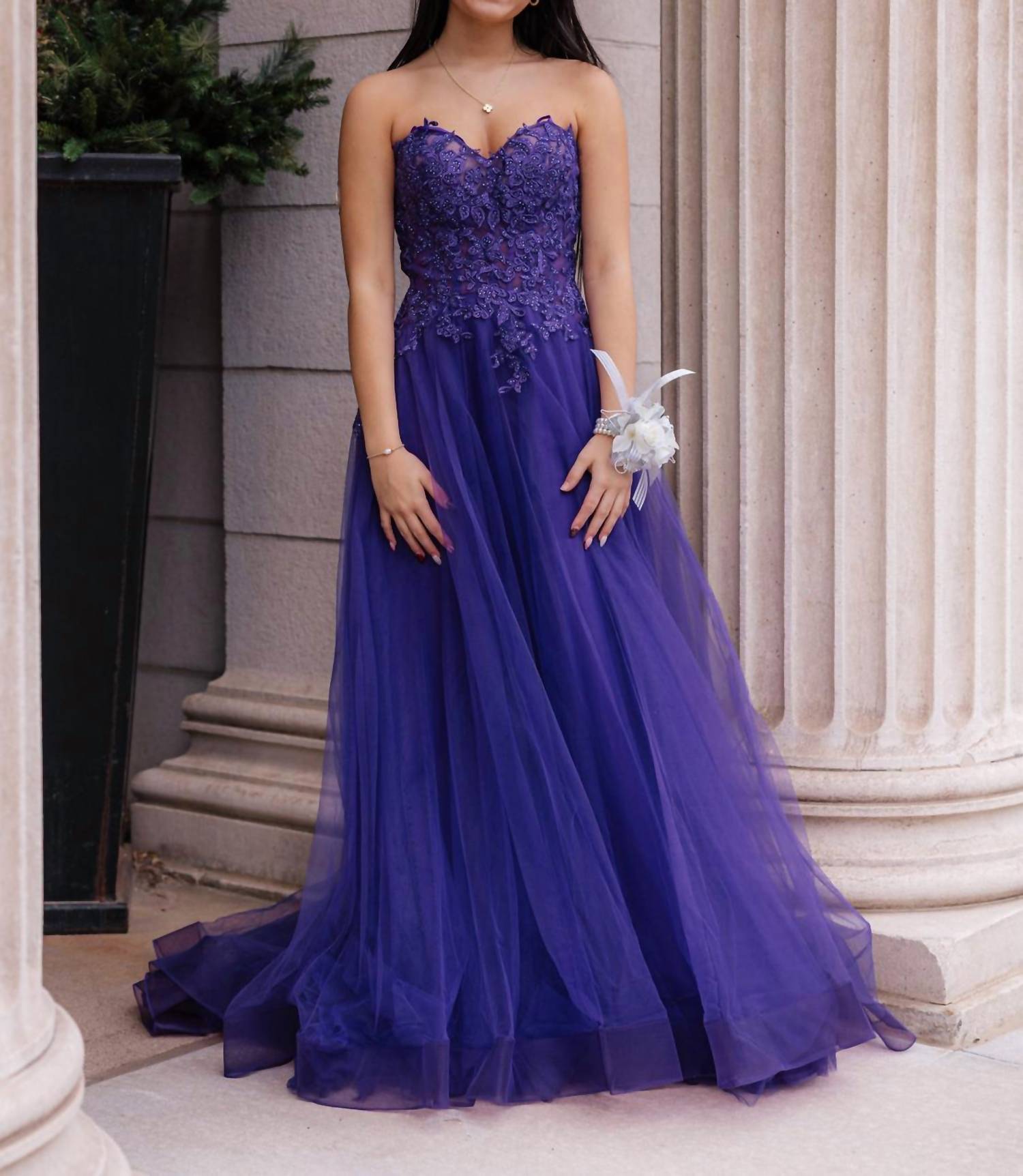 La Femme Women's Prom Dress in royal purple - women's dress - alternate view