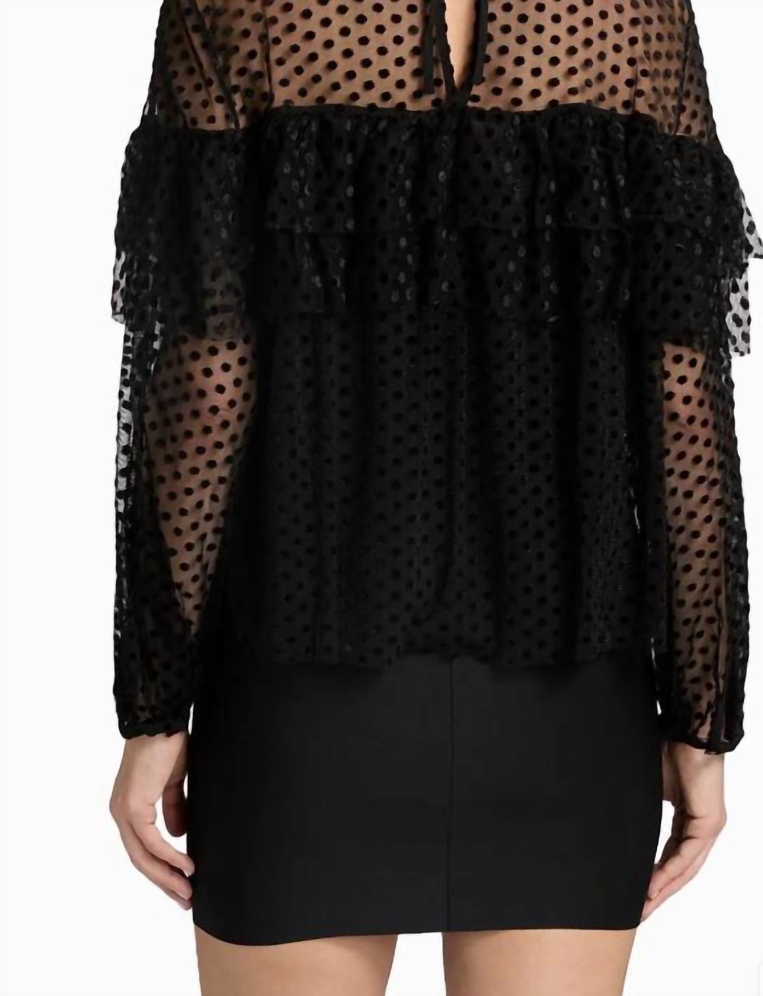Ba&Sh - Mesh Raff Swiss Dot Ruffle Blouse