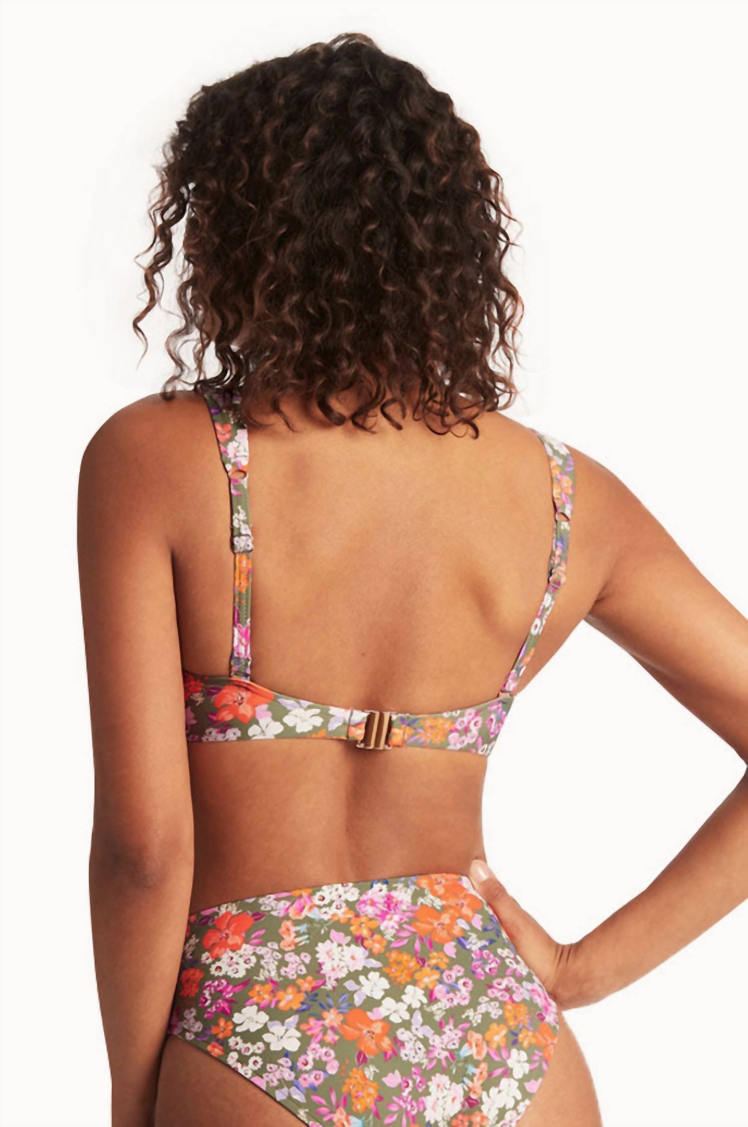 Sea Level Australia Parkland Top C/d Cup With Underwire Bikini Bra in khaki - women's swimwear - detail view