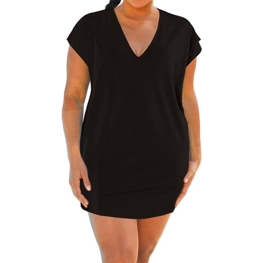 Always For Me - Plus Size Jersey Cut Out Cover Up Dress