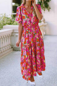 Little Daisy Closet - Women's Emily Floral Short Sleeve Smocked Waist Maxi Dress