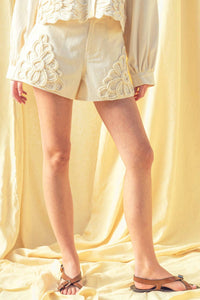Miou Muse - Floral Embellishment Detail Shorts